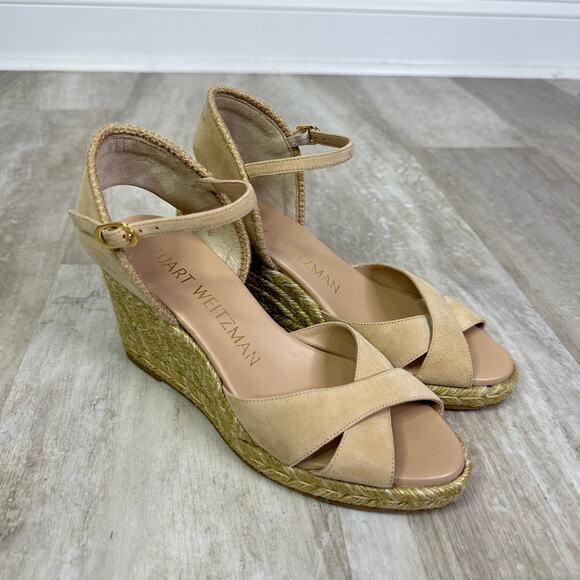 Stuart Weitzman Mirela II Crossover Strap Espadrille Wedge Heel Platform Sandals - Picture 1 of 8